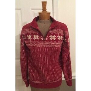 Women's Cabelas Red Snowflake Sweater S/P Fair Isle